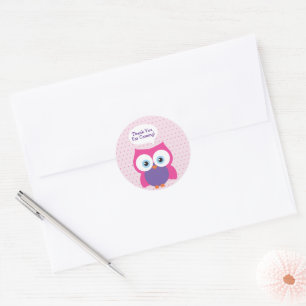 Hoot Owl Girl Pink Danke, dass du gekommen bist Runder Aufkleber