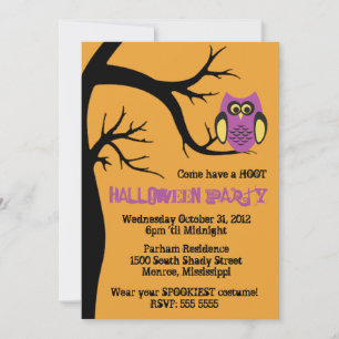 Hoot Owl Halloween-Party Einladung
