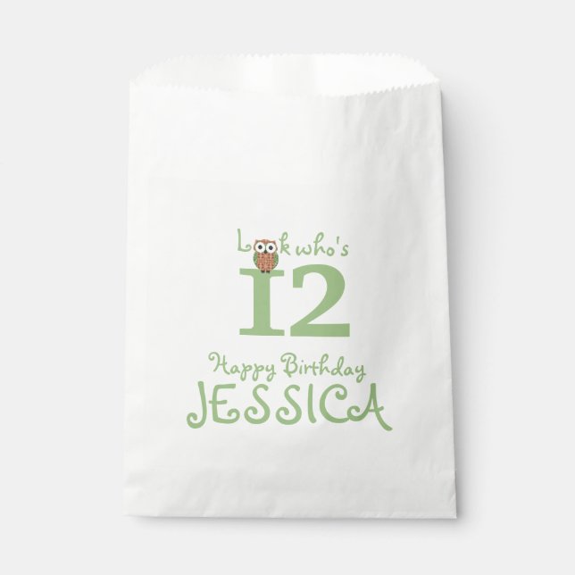 Hoot Owl Happy Birthday Geschenktütchen (Vorderseite)