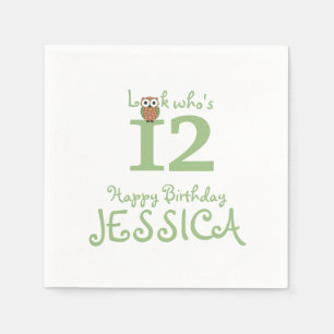 Hoot Owl Happy Birthday Serviette