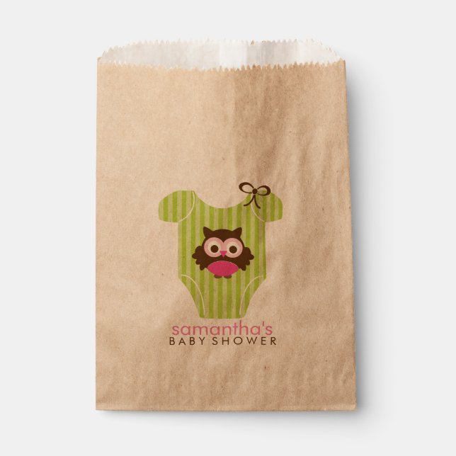 Hoot Owl Outfit Girl Babydusche Geschenktütchen (Vorderseite)