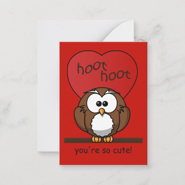 Hoot Owl Valentine Red Heart Kids Pack Mitteilungskarte (Vorderseite)