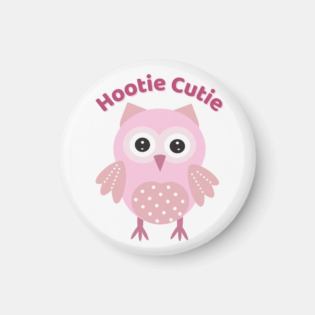 Hootie Cutie Rosa Eulenmagnet Magnet (Vorne)