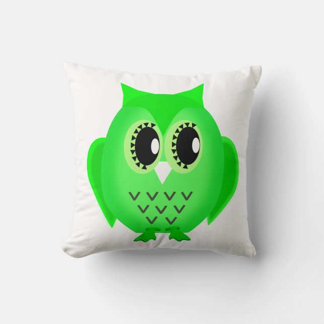 Hootie Hoot Owl Lime Grün wählen Hintergrundfarbe Kissen (Vorderseite)