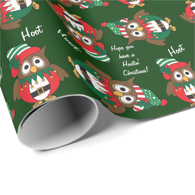 Hootin' Owl Christmas Geschenkpapier (Rolleneckpunkt)