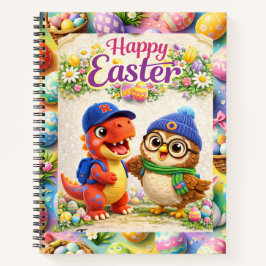Hoots egg straw special day whimsical happy Easter Notizbuch