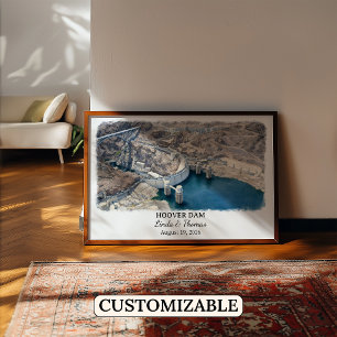 Hoover Dam Arizona Poster, Aquarell, Maßgeschneide Poster