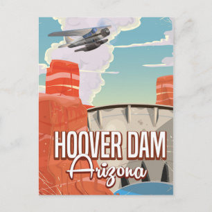 Hoover Dam Nevada Arizona Vintage Cartoon Postkarte