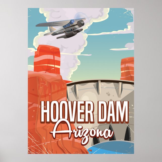 Hoover Dam Nevada Arizona Vintager Cartoon Poster (Vorne)