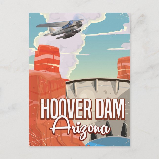 Hoover Dam Nevada Arizona Vintager Cartoon Postkarte (Vorderseite)