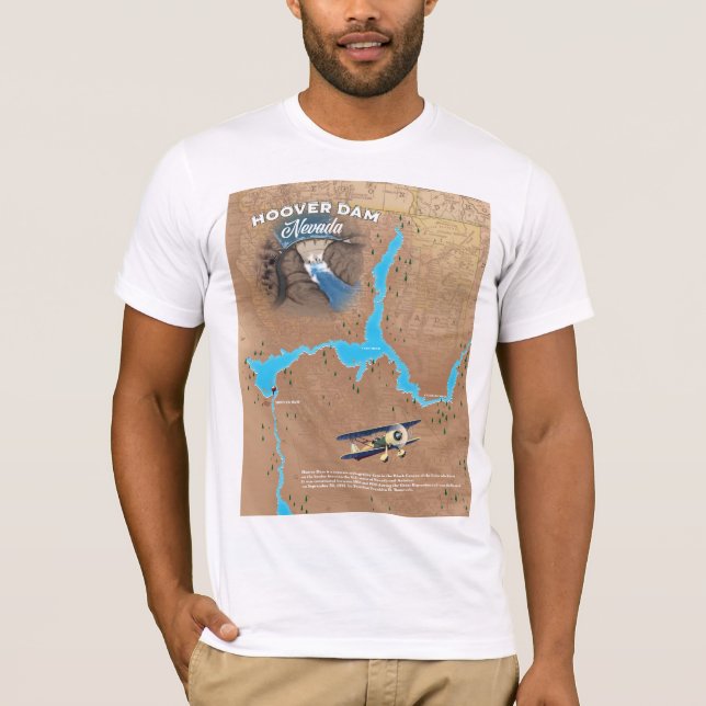 Hoover Dam Nevada Karte T-Shirt (Vorderseite)