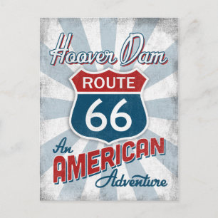 Hoover Dam Route 66 Vintag Amerika Postkarte