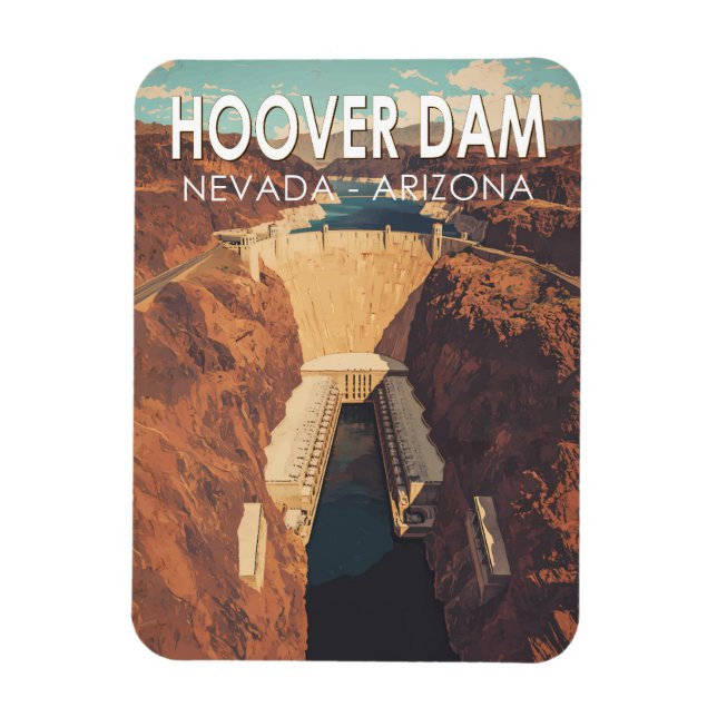 Hoover Dam Travel Art Vintag Magnet (Vertikal)