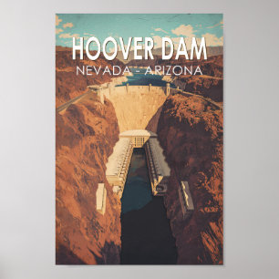 Hoover Dam Travel Art Vintag Poster