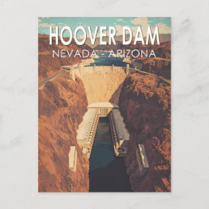 Hoover Dam Travel Art Vintag Postkarte