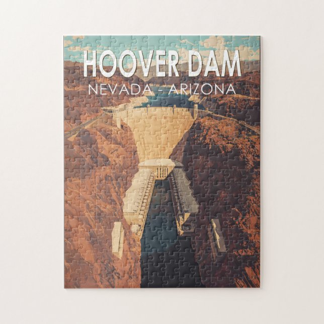 Hoover Dam Travel Art Vintag Puzzle (Vertikal)