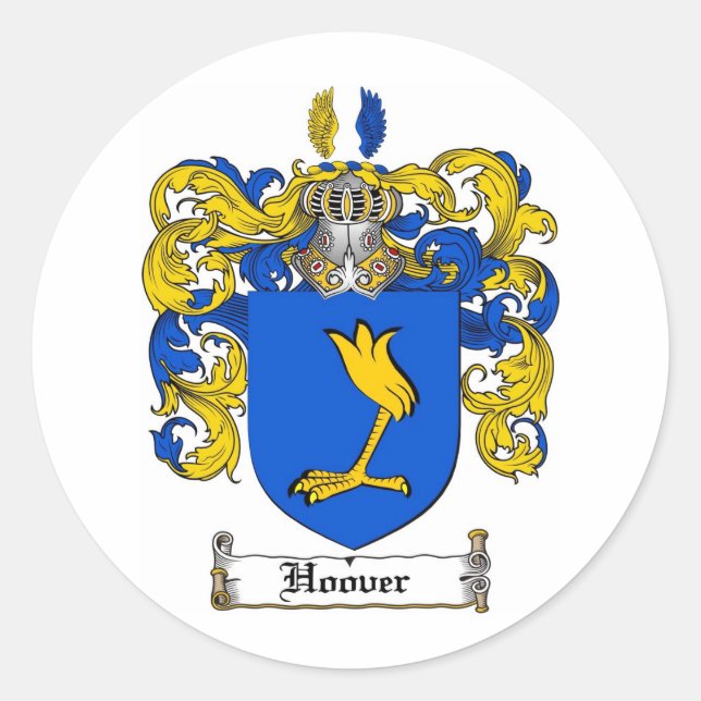 HOOVER FAMILIENWAPPEN - ÜBERSCHREITENDER WALDBUCH RUNDER AUFKLEBER (Vorderseite)
