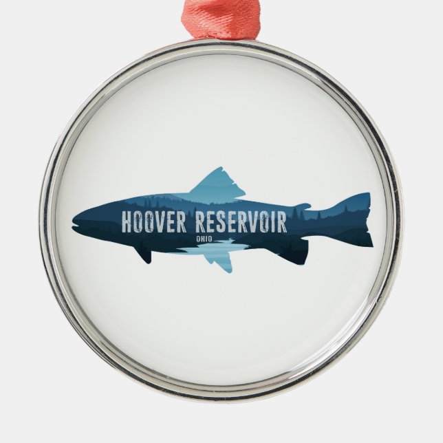 Hoover Reservoir Ohio Fish Ornament Aus Metall (Vorne)