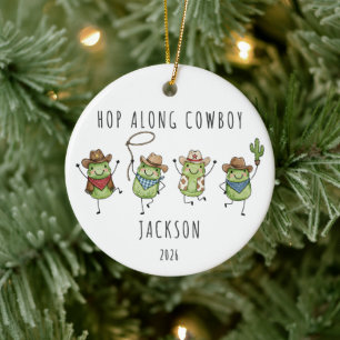 Hop Along Cowboy Personalisierter Frosch Keramik Ornament