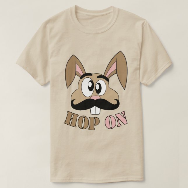 Hop auf dem Kaninchen Mustache T-Shirt (Design vorne)