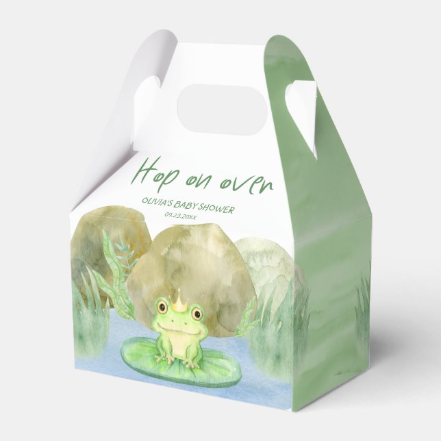 Hop auf über Watercolor Princess Frog Baby Shower Geschenkschachtel (Rückseite)