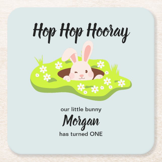 Hop Hooray Hole 1. Geburtstag Rechteckiger Pappuntersetzer (Vorderseite)