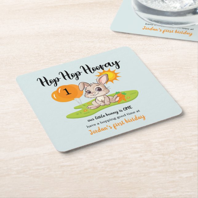Hop Hooray Niedlicher 1. Geburtstag Rechteckiger Pappuntersetzer (angewinkelt)