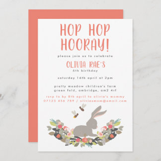 Hop Hooray Rabbit Geburtstagsparty Einladung