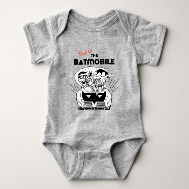 Hop in Batmobile Baby Strampler (Vorderseite)