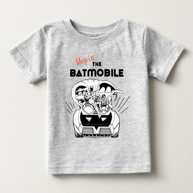 Hop in Batmobile Baby T-shirt (Vorderseite)