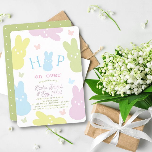 Hop on Over Bunny & Butterfly Easter Brunch Einladung (Von Creator hochgeladen)