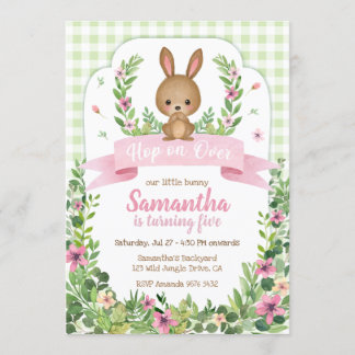 Hop on Over | Niedlich Bunny Geburtstag Einladung