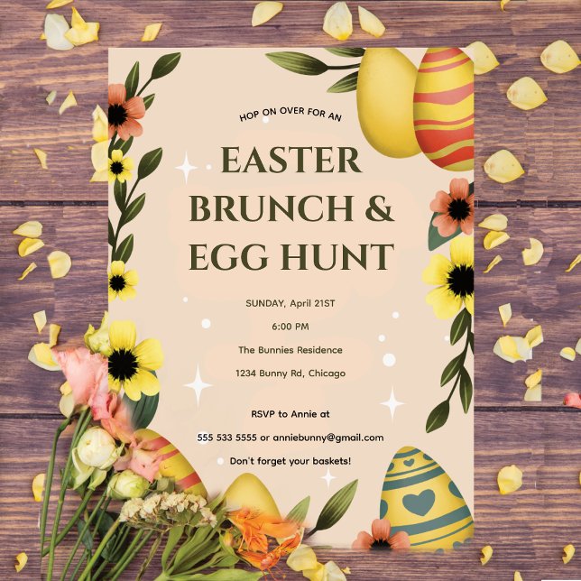 Hop on Over Oaster Brunch Egg Hunt Bunny Niedlich Einladung (Von Creator hochgeladen)