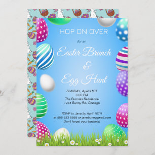 Hop on Over Oaster Brunch Egg Hunt Bunny Niedlich Einladung