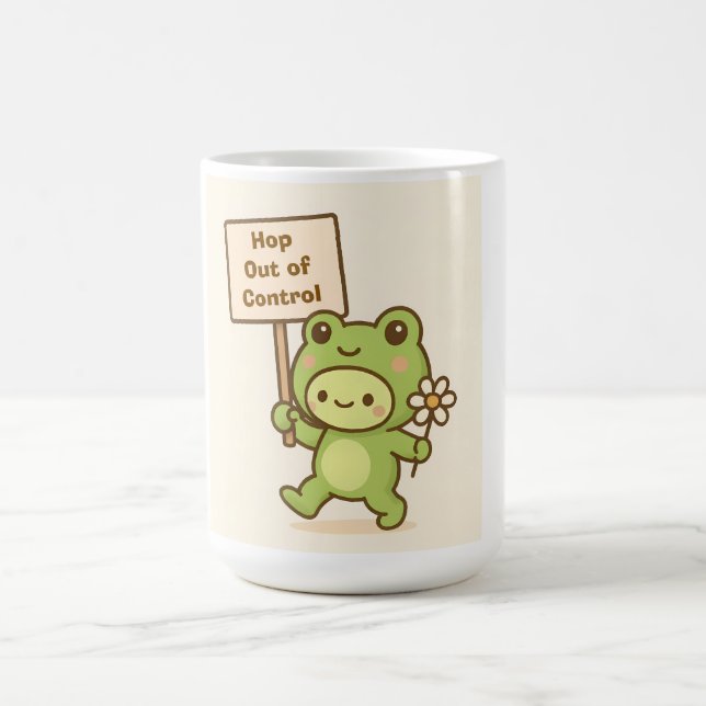 HOP Out of Control Frog Cute Whimsical Life Kaffeetasse (Mittel)
