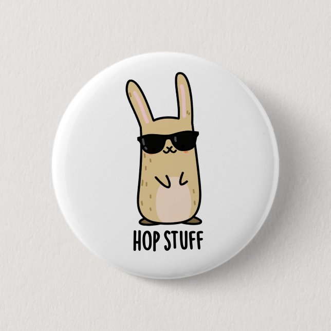 Hop Sachen Lustiger Hase Kaninchen Wortspiel Button (Vorderseite)