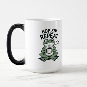 Hop Sip Wiederholung Lustiges Frosch-Kaffeedesign Verwandlungstasse