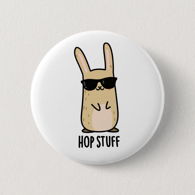 Hop Stuff Funny Bunny Rabbit Pub Button (Vorderseite)