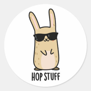 Hop Stuff Funny Bunny Rabbit Pub Runder Aufkleber