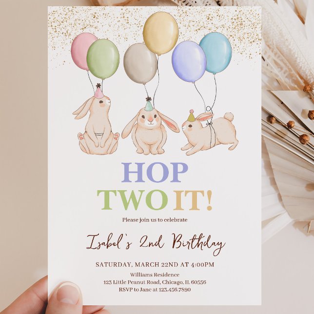 Hop Two It Oster 2. Geburtstag Einladung (Von Creator hochgeladen)