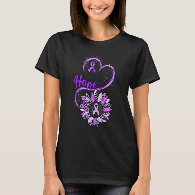 Hope Alzheimer's Awareness Lila Ribbon Sonnenblume T-Shirt (Vorderseite)