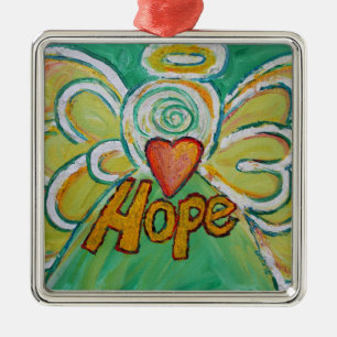 Hope Angel Word Kunstschatz Silbernes Ornament