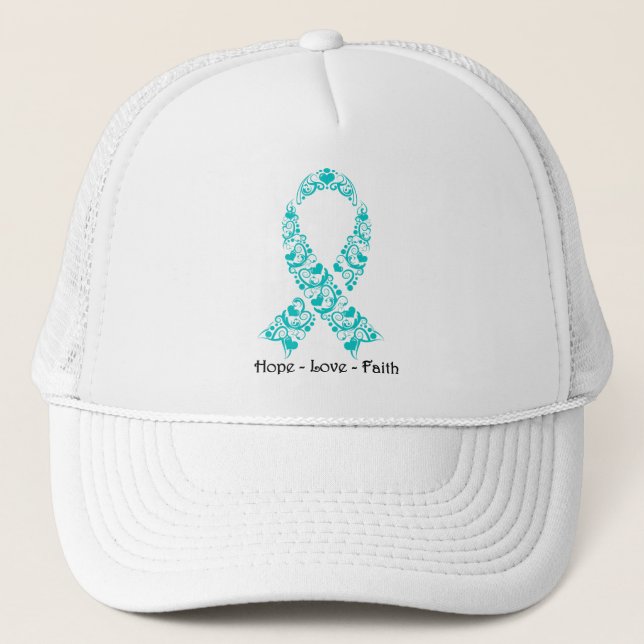 Hope Aquamarin Awareness Ribbon Truckerkappe (Vorderseite)