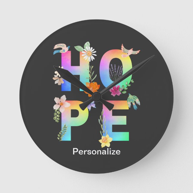 Hope Artistic Positive Motivierend Inspiration Runde Wanduhr (Vorderseite)