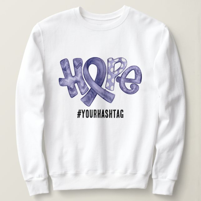 Hope Awareness Ribbon Personalized Hashtag Sweatshirt (Design vorne)
