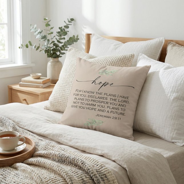 Hope Bible Verse aus Jeremiah 29:11 Kissen (Von Creator hochgeladen)