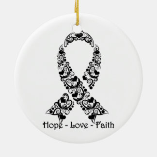 Hope Black Awareness Ribbon Keramik Ornament