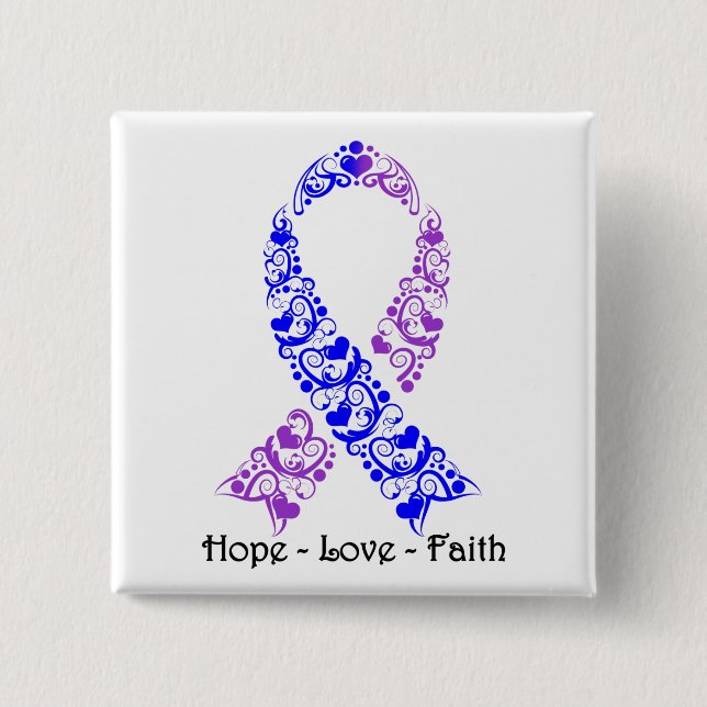Hope Blue and Lila Awareness Ribbon Button (Vorderseite)