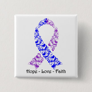Hope Blue and Lila Awareness Ribbon Button