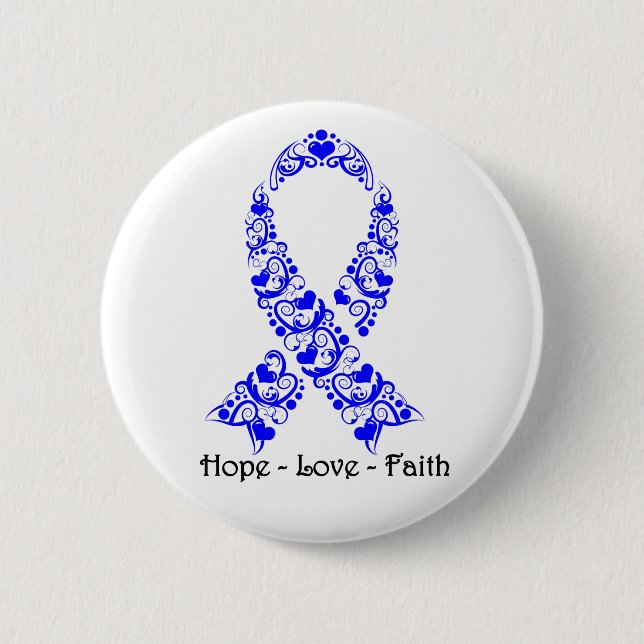 Hope Blue Awareness Ribbon Button (Vorderseite)